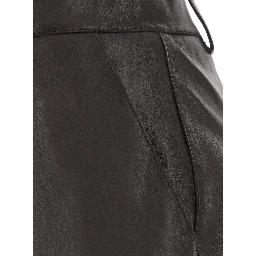 brown Skirt with front closure and slit in leather for women