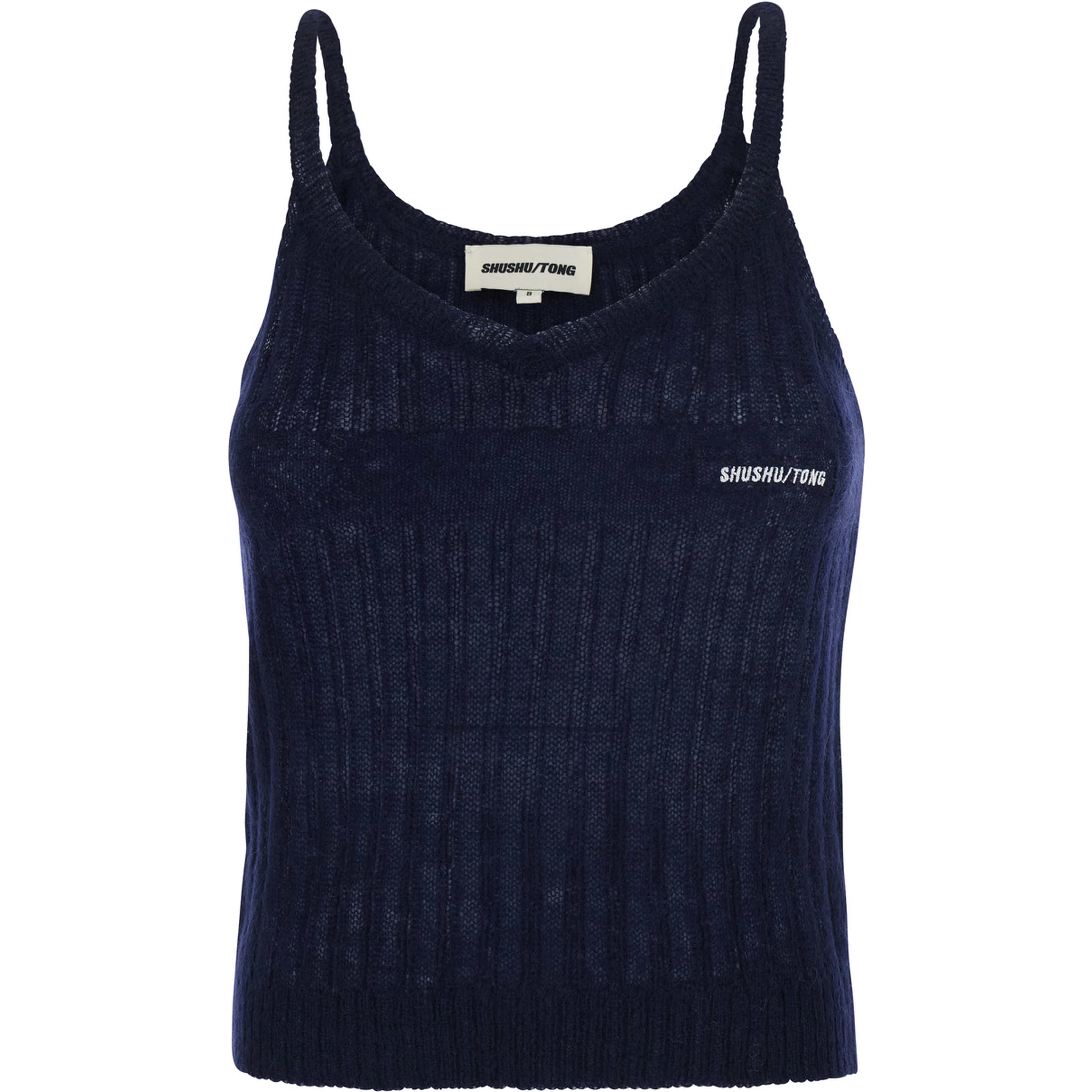 Blue Top with Brushed-effect and Logo Lettering in Mohair and Wool Blend Women