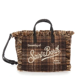 Vanity Mini Bag with tartan details and Tech Fabric beige unisex