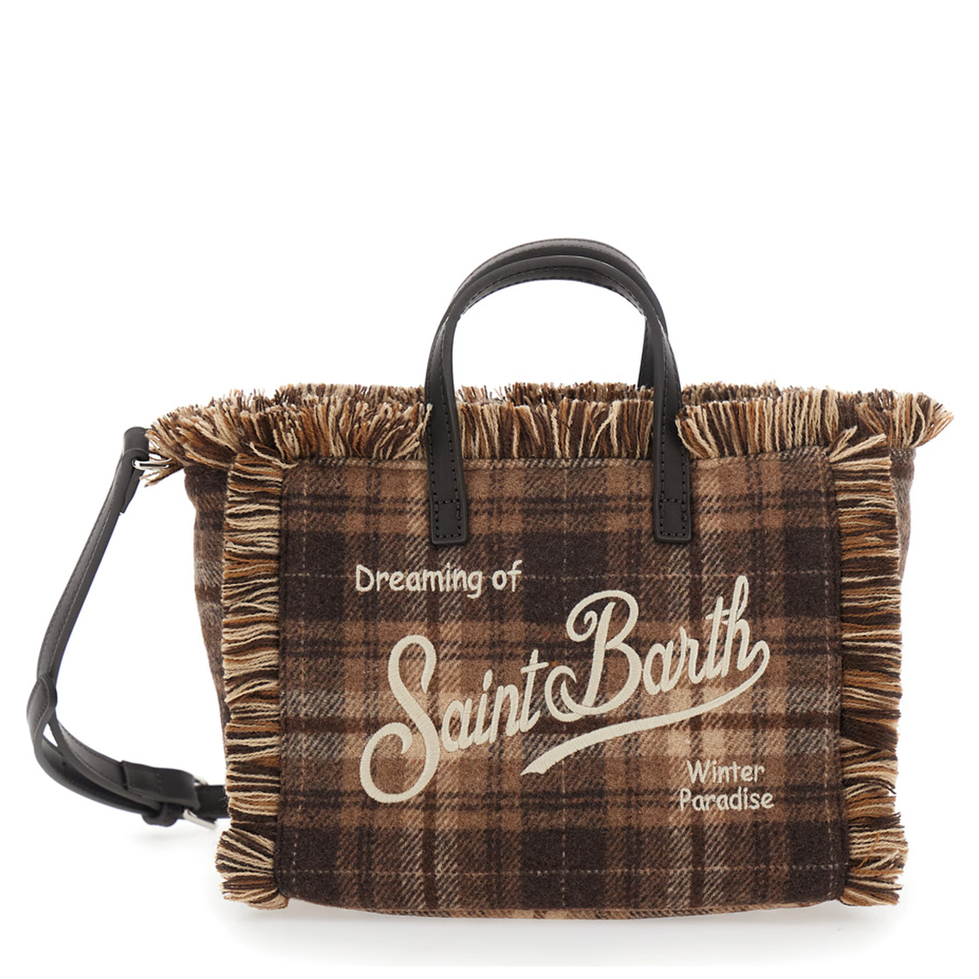 Vanity Mini Bag with tartan details and Tech Fabric beige unisex