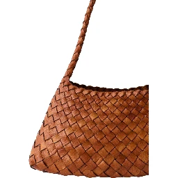 Shoulder Bag Rosanna Mini with Top Handle and Leather Weave Design in Brown for Women