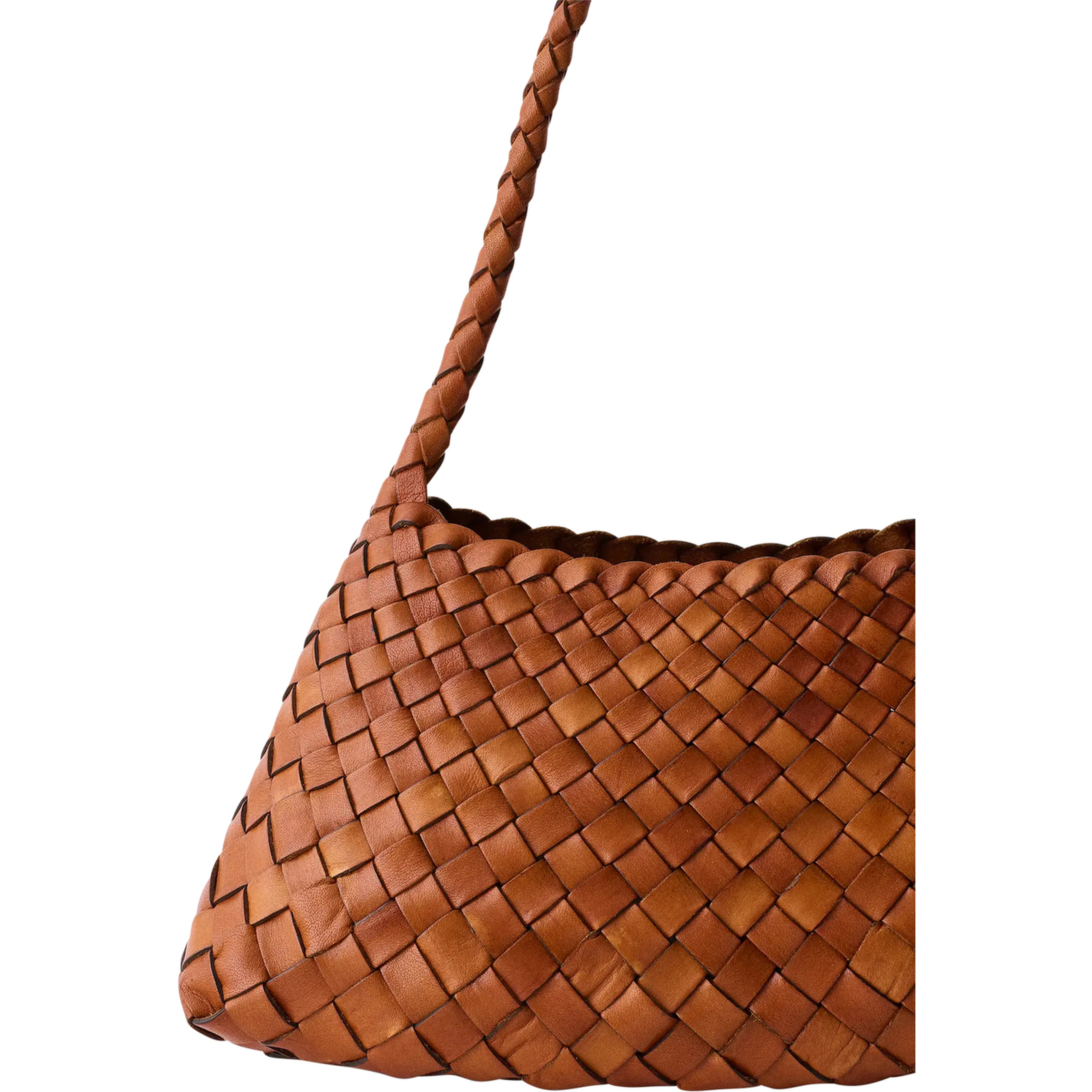 Shoulder Bag Rosanna Mini with Top Handle and Leather Weave Design in Brown for Women