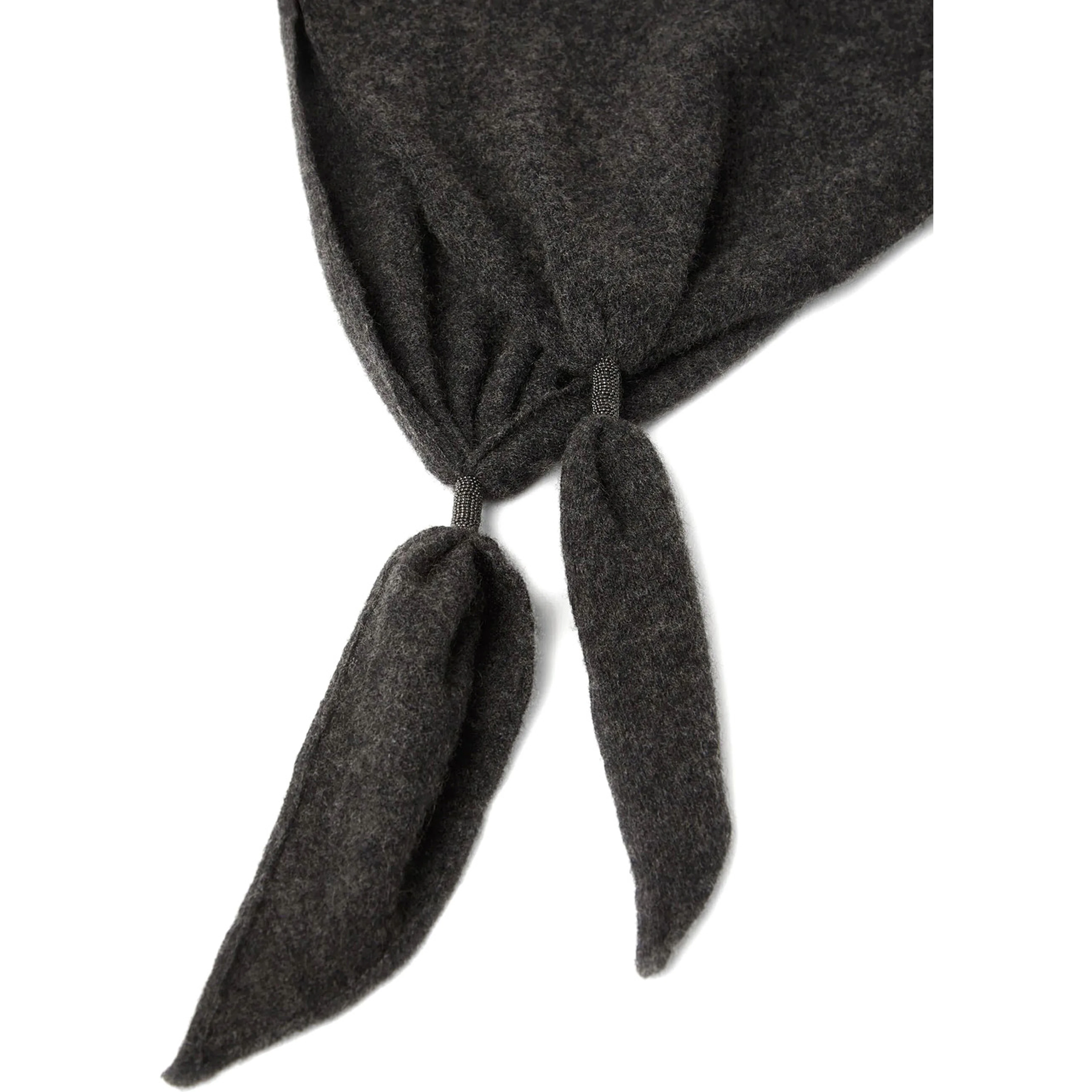 Black scarf with rectangular design and Monili details in cashmere women