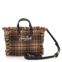 Vanity Mini Bag with tartan details and Tech Fabric beige unisex