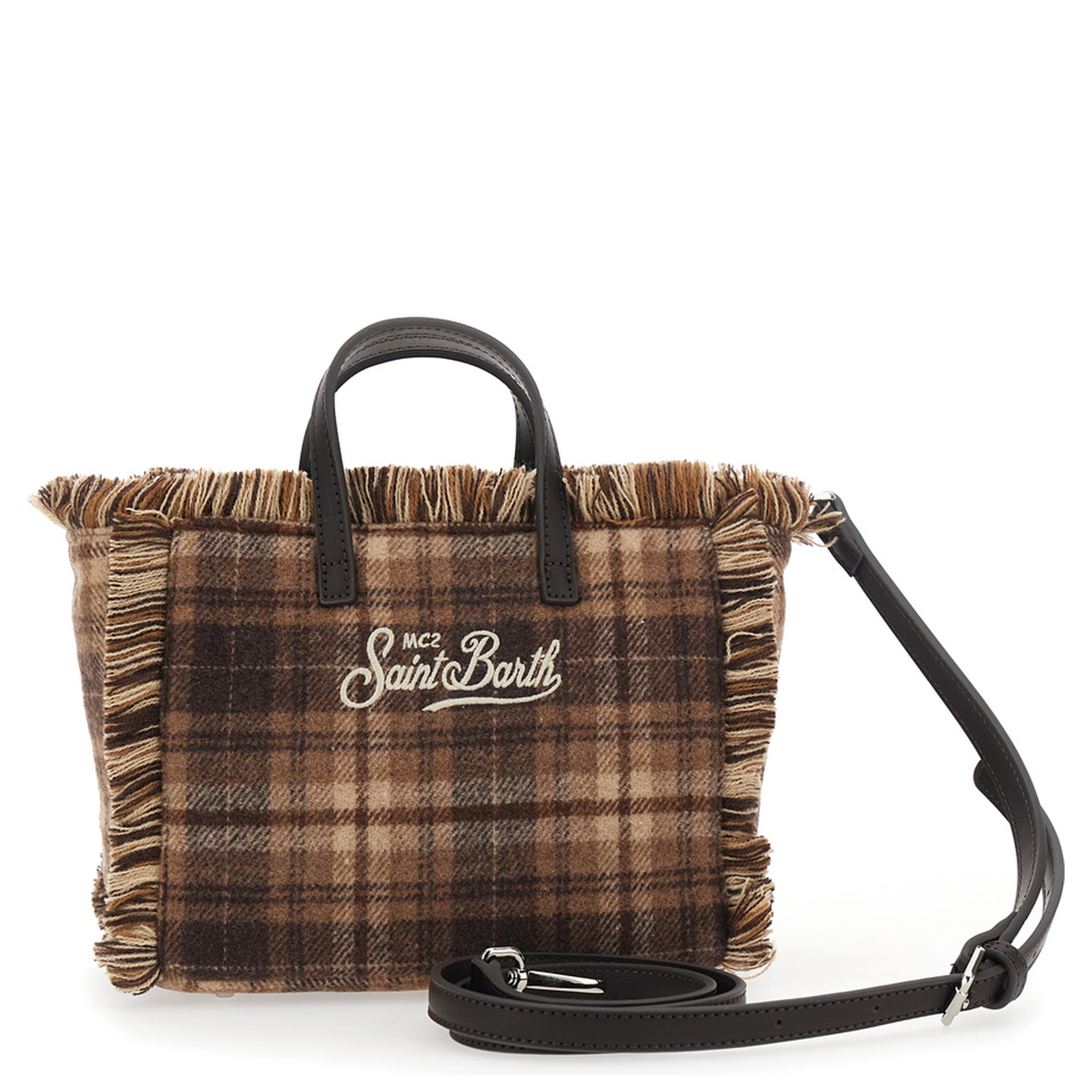 Vanity Mini Bag with tartan details and Tech Fabric beige unisex