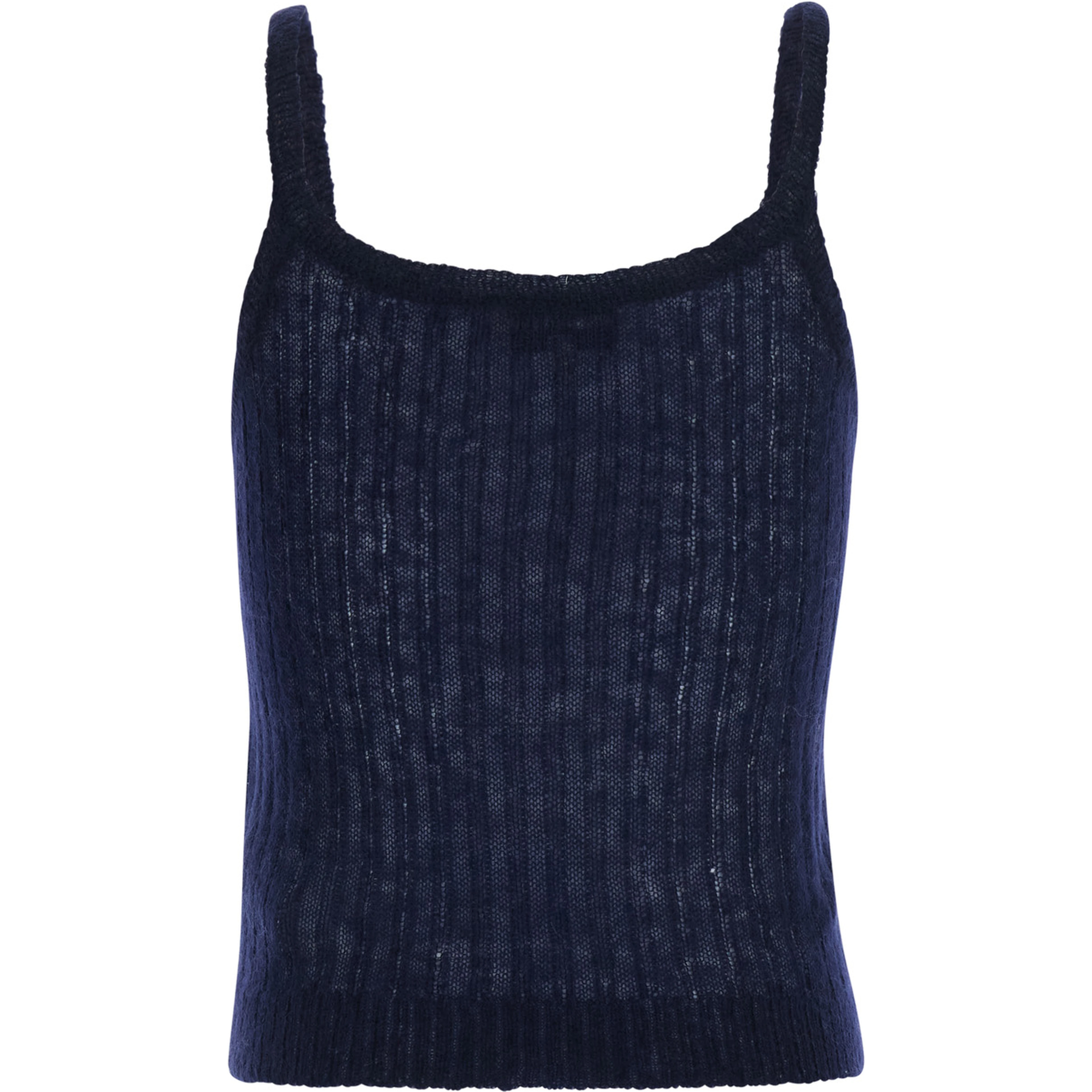 Blue Top with Brushed-effect and Logo Lettering in Mohair and Wool Blend Women