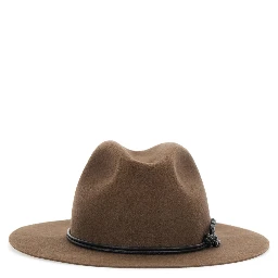 brown Hat with applied Monile band in felt for women