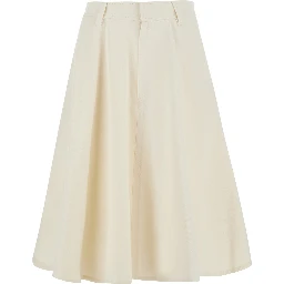 White Flared Skirt with Monile detail on the back in cotton blend for women