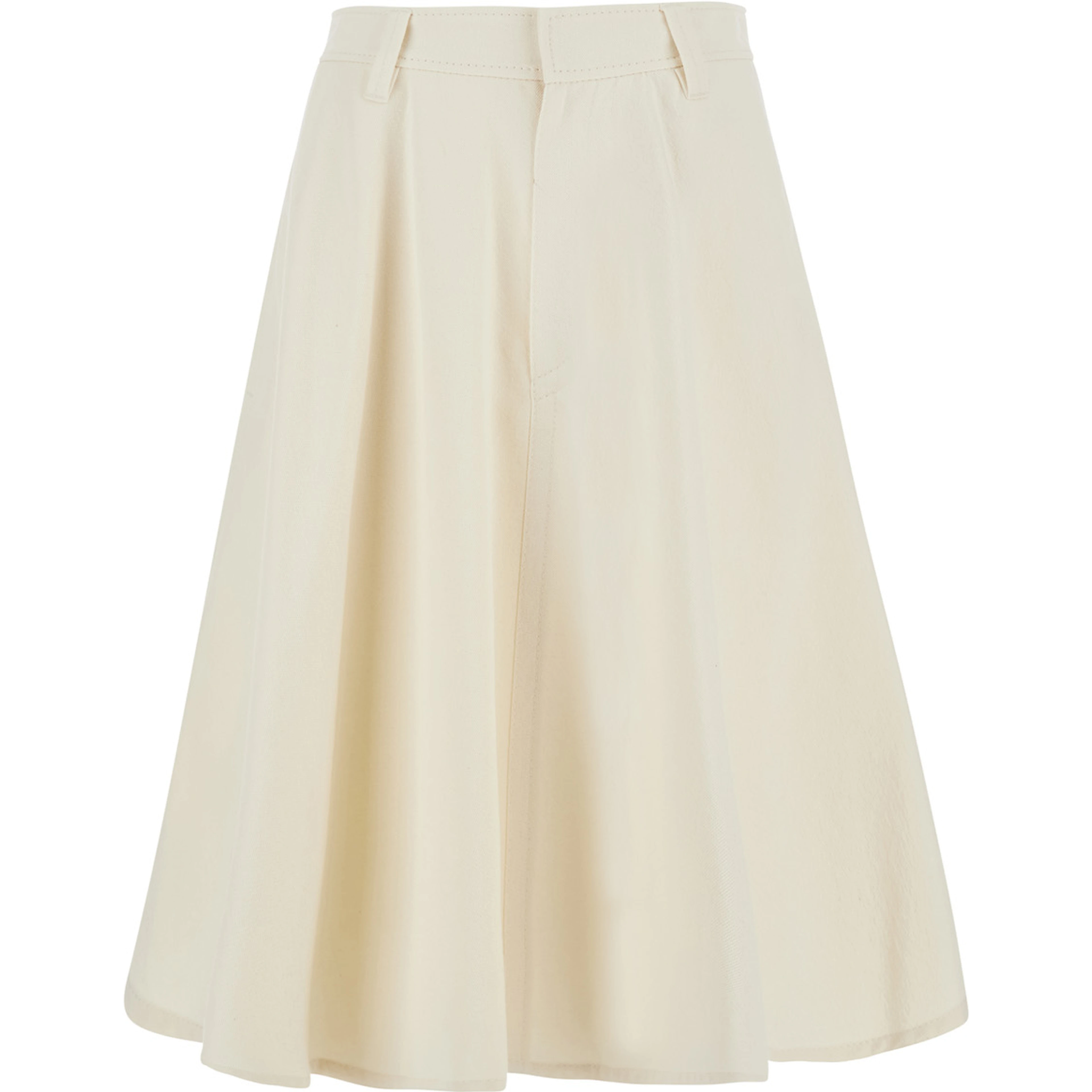 White Flared Skirt with Monile detail on the back in cotton blend for women