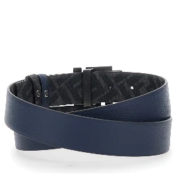 Blue Reversible Belt with Square FF Buckle in  Leather Man