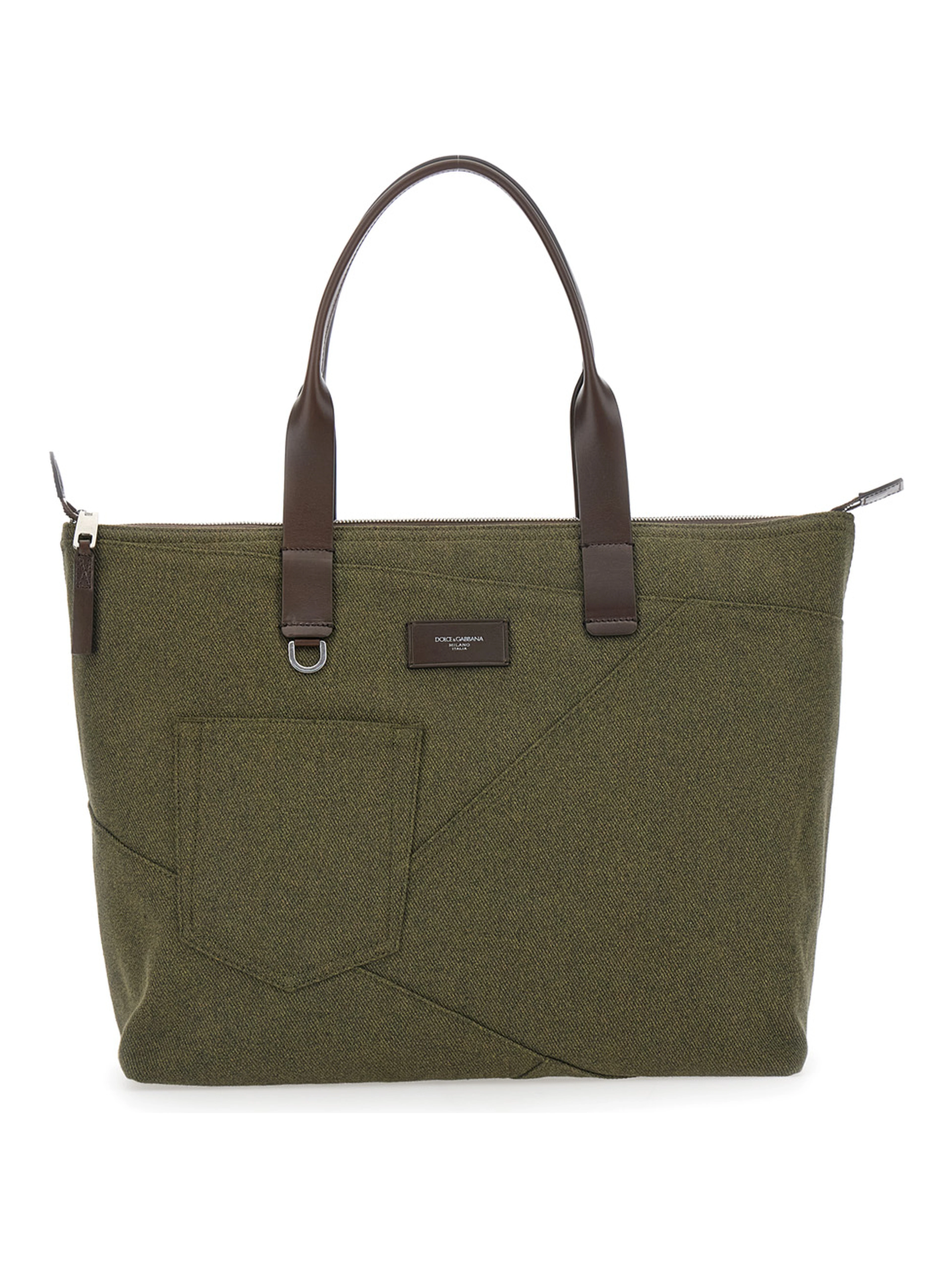 Adamo Green Shopper Bag with All-Over Print in Cotton Man