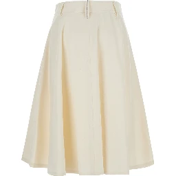 White Flared Skirt with Monile detail on the back in cotton blend for women