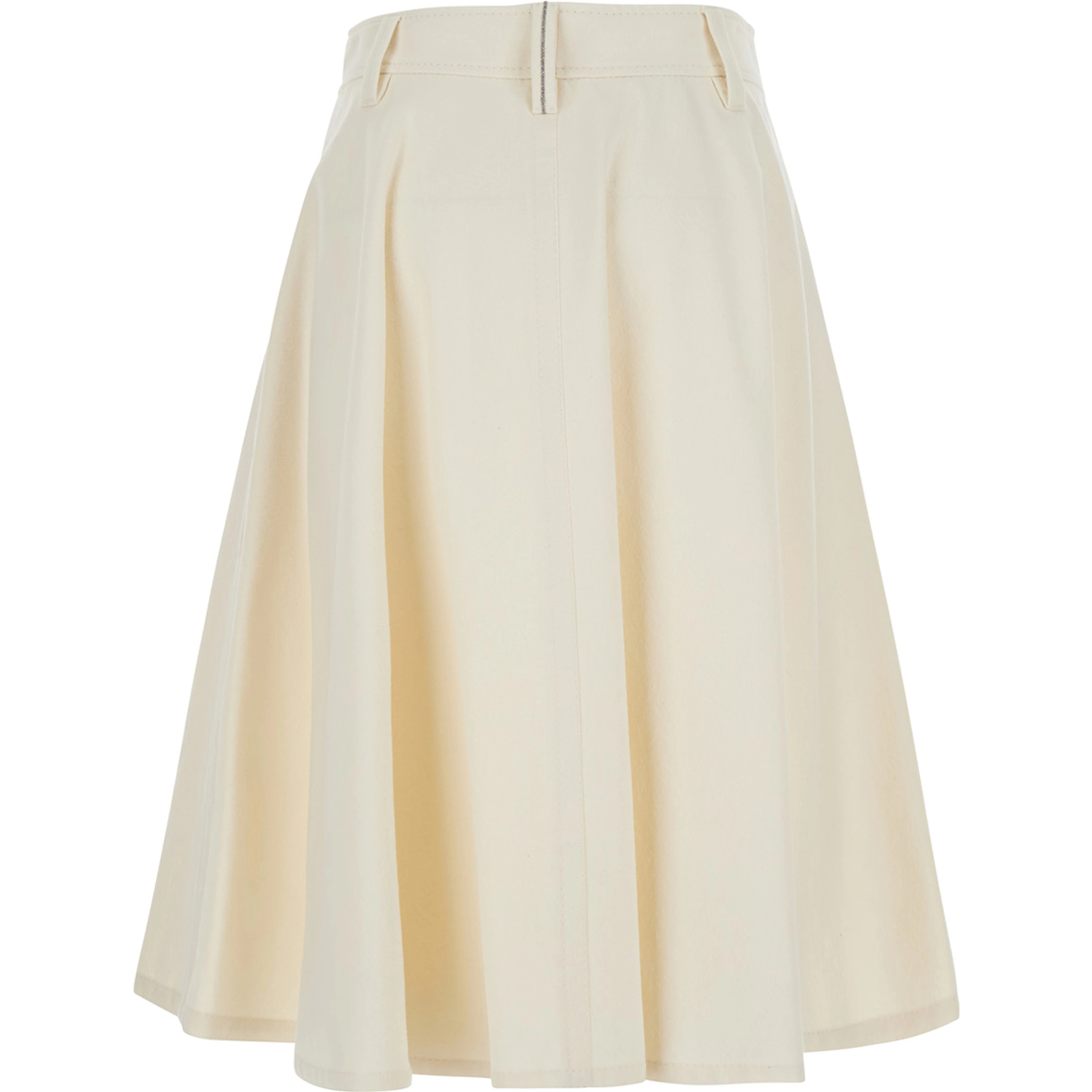 White Flared Skirt with Monile detail on the back in cotton blend for women