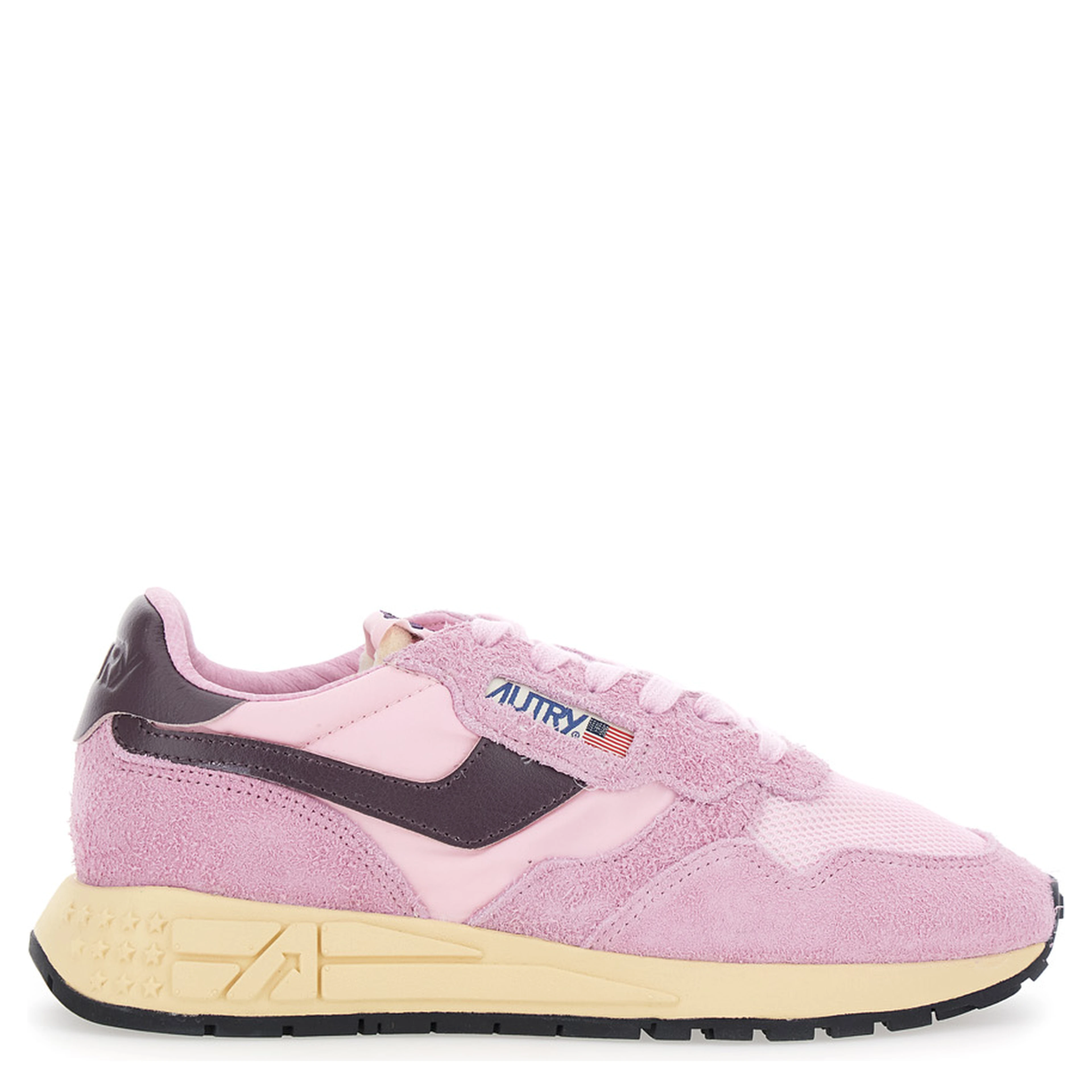 Reelwind Pink Sneaker Low Top with Logo Patch on Tongue and Side in Suede for Women