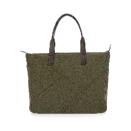 Adamo Green Shopper Bag with All-Over Print in Cotton Man