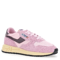 Reelwind Pink Sneaker Low Top with Logo Patch on Tongue and Side in Suede for Women