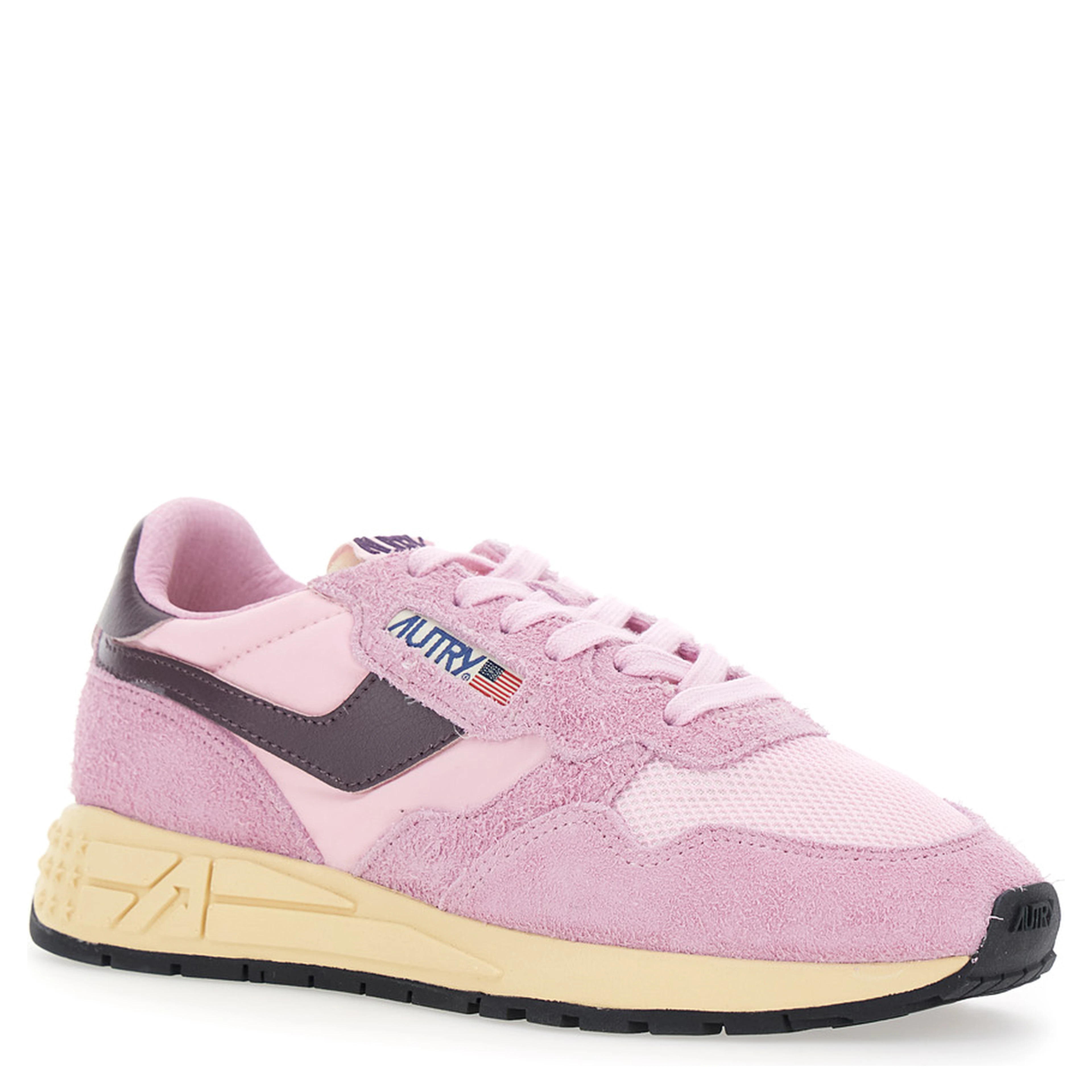 Reelwind Pink Sneaker Low Top with Logo Patch on Tongue and Side in Suede for Women