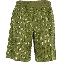 Green Shorts Swimsuit with Elastic Waist and Drawstring in Tech Fabric for Women
