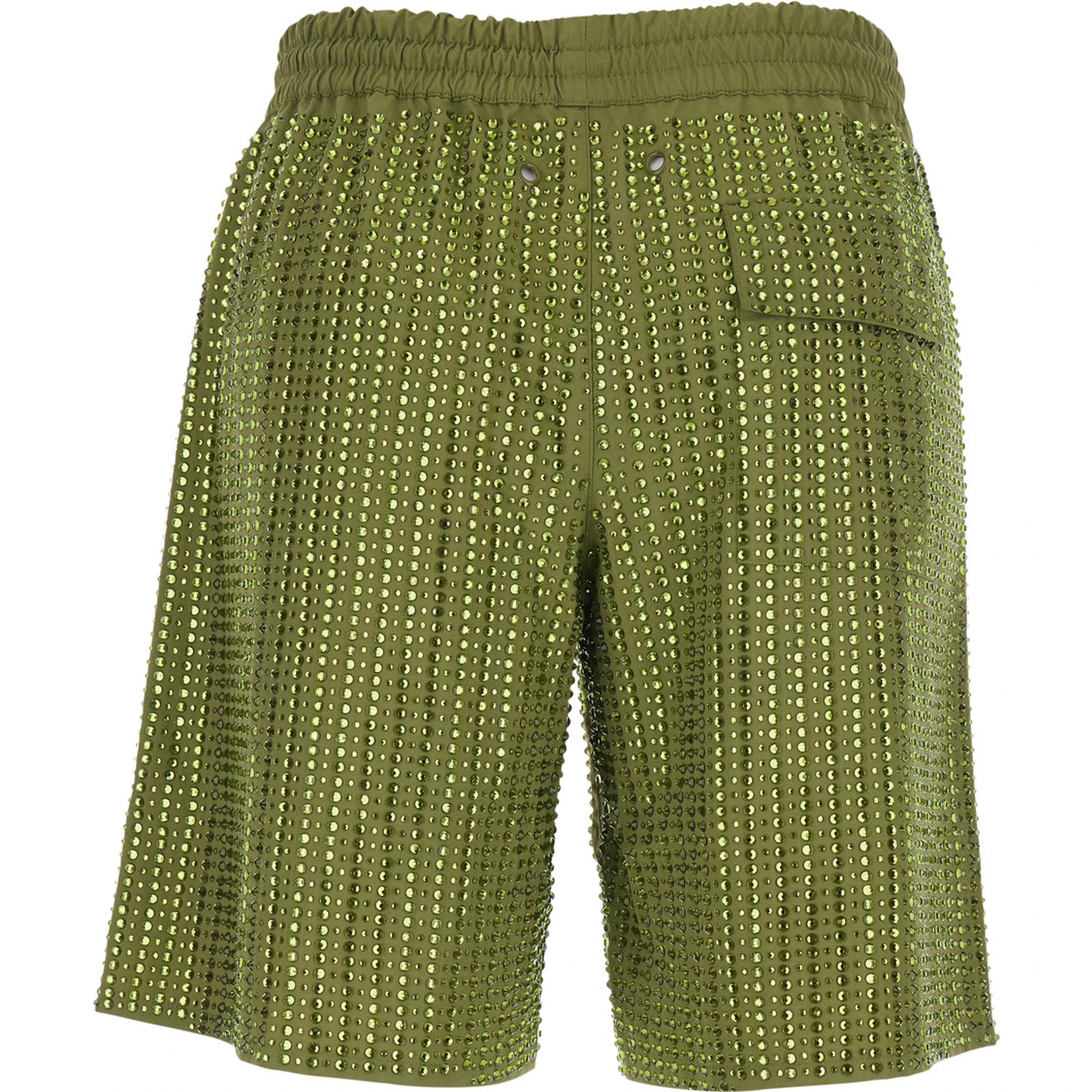 Green Shorts Swimsuit with Elastic Waist and Drawstring in Tech Fabric for Women