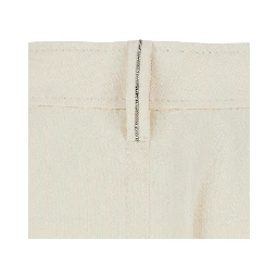 White Flared Skirt with Monile detail on the back in cotton blend for women