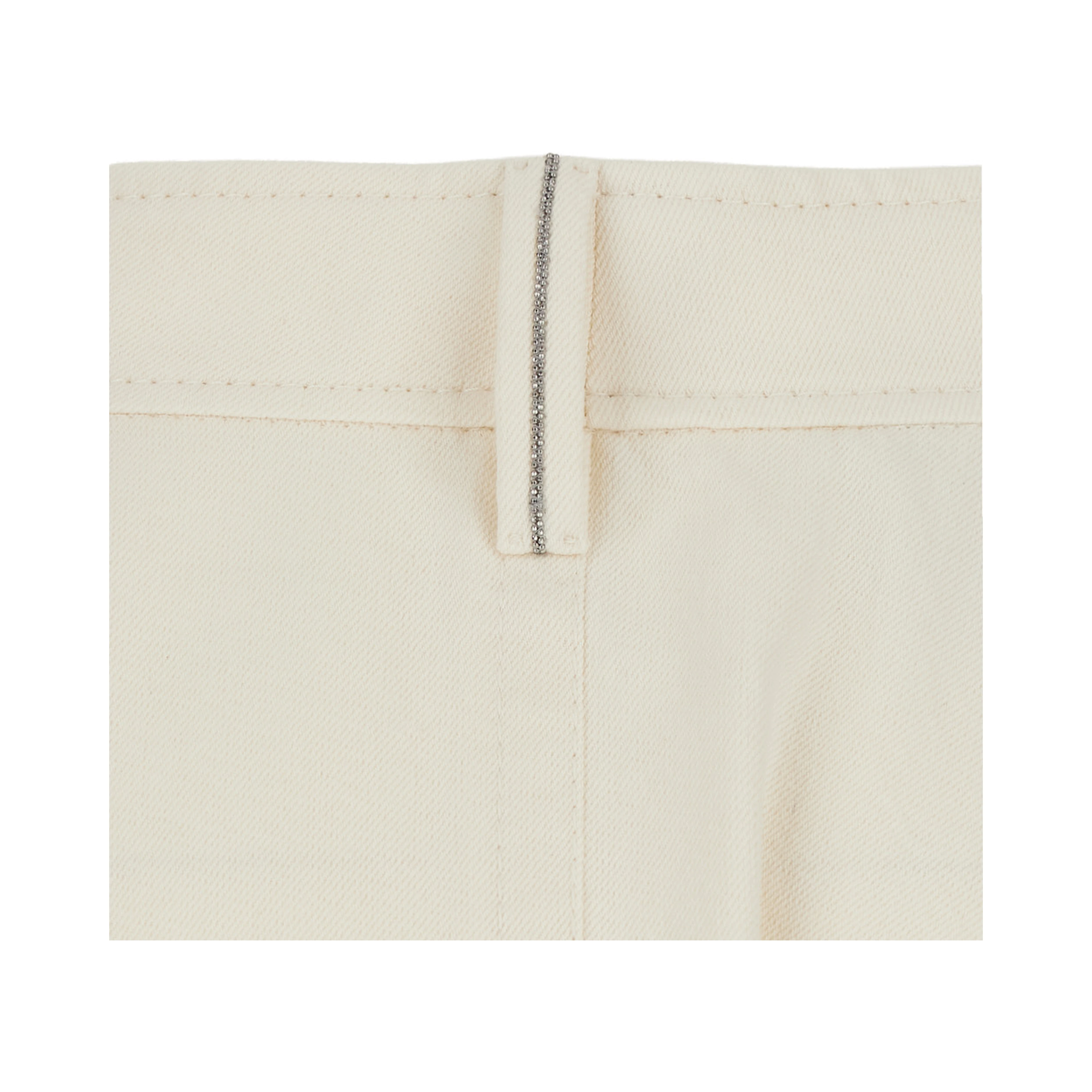 White Flared Skirt with Monile detail on the back in cotton blend for women