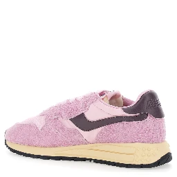 Reelwind Pink Sneaker Low Top with Logo Patch on Tongue and Side in Suede for Women