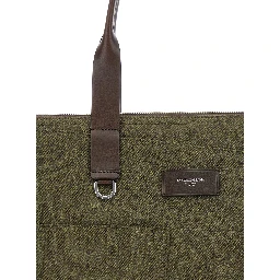 Adamo Green Shopper Bag with All-Over Print in Cotton Man