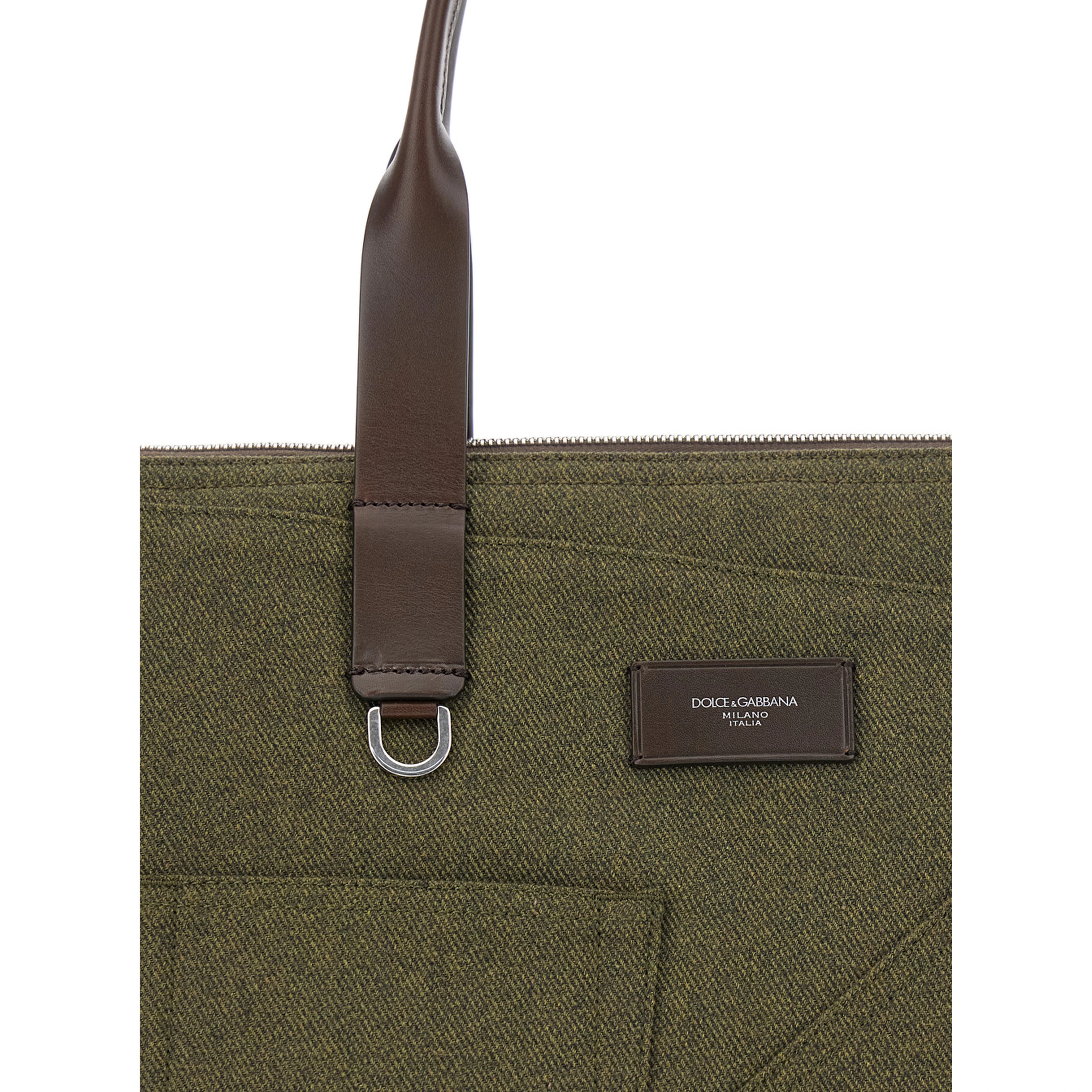 Adamo Green Shopper Bag with All-Over Print in Cotton Man