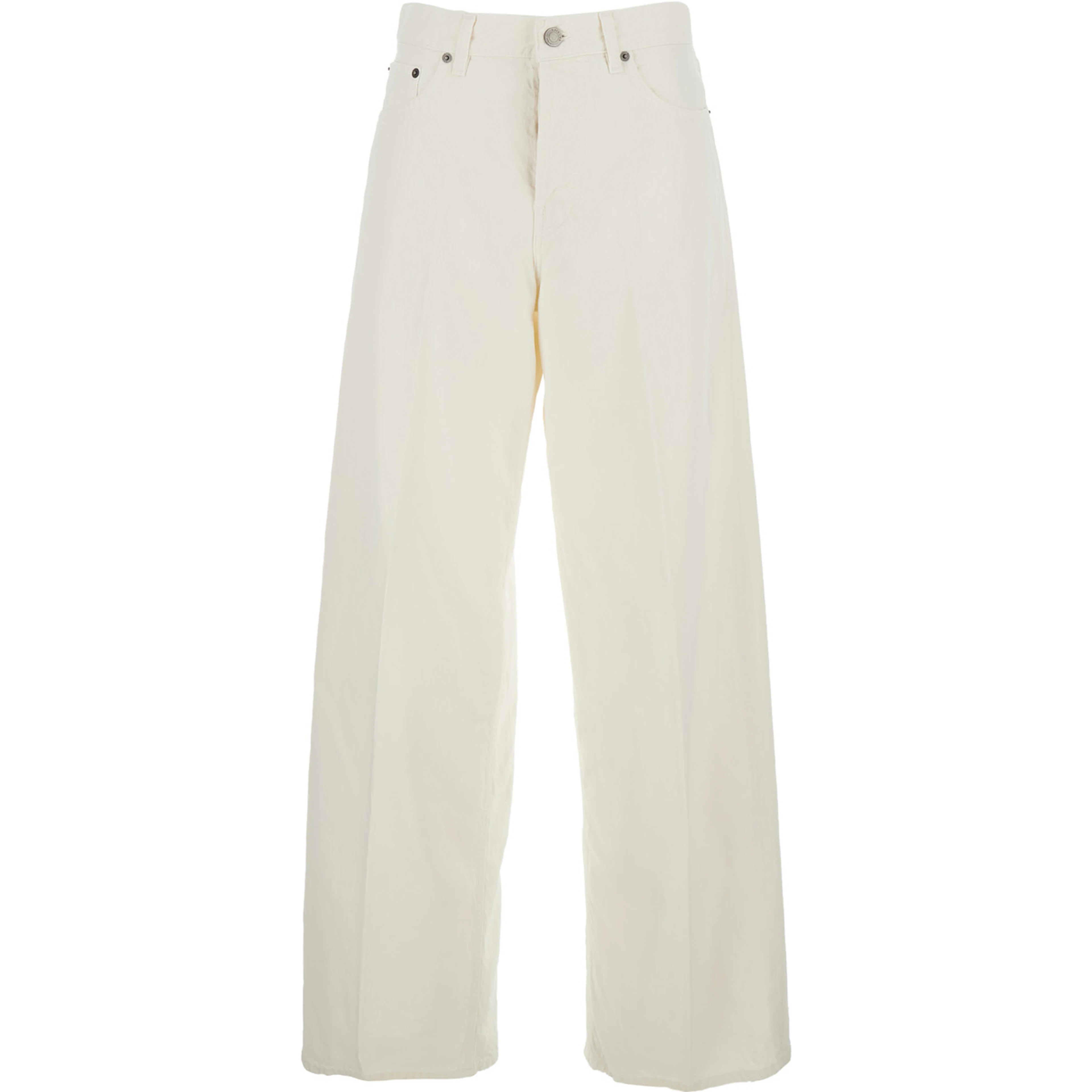 White Jeans with Belt Loops and Logo Patch on the Back in Denim Woman