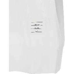 White T-Shirt with Classic Collar and 4-Bar Detail on Sleeve in Cotton for Men