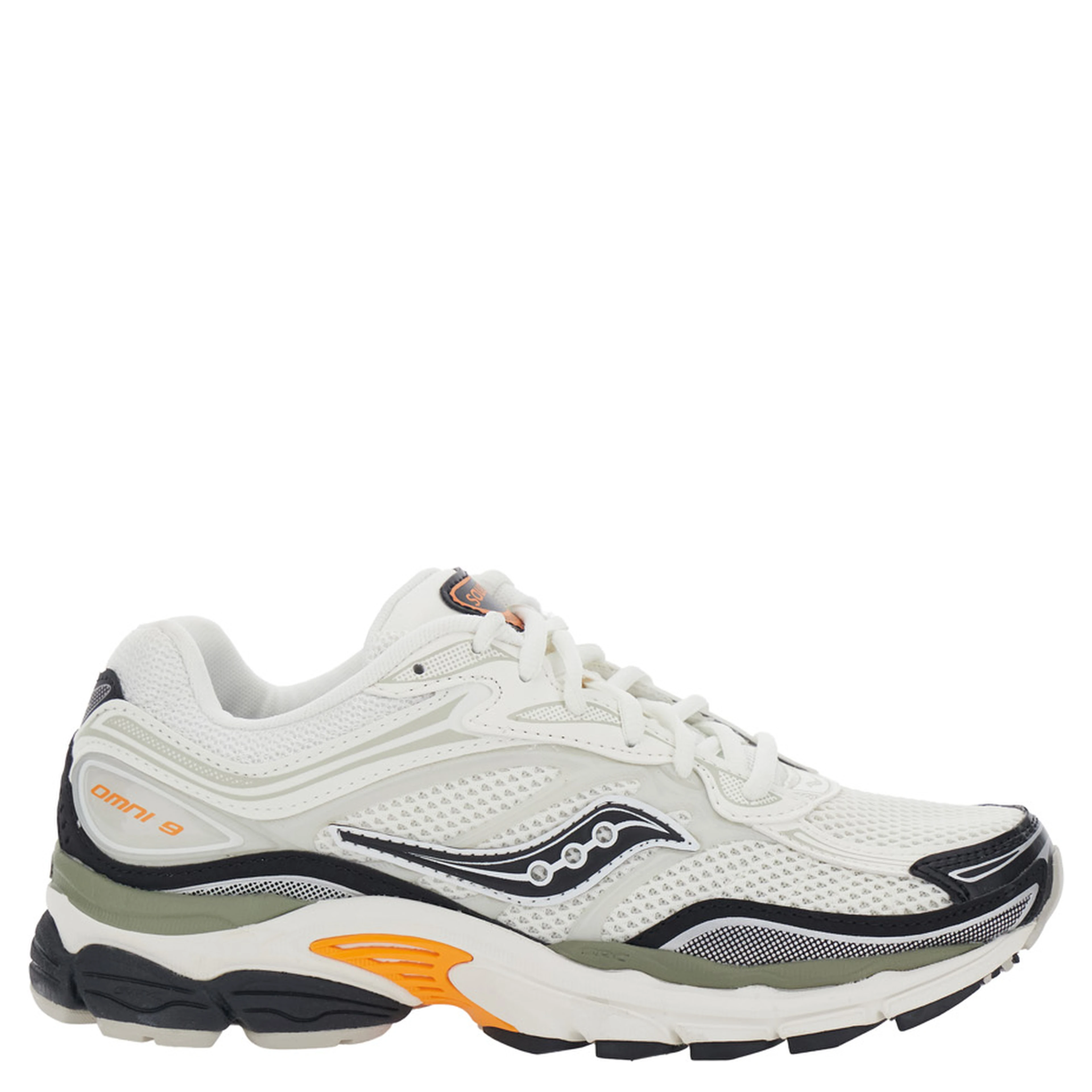 Omni 9 White Low Top Sneakers with Perforated Design and Logo Patch on the Tongue in Tech Fabric Unisex