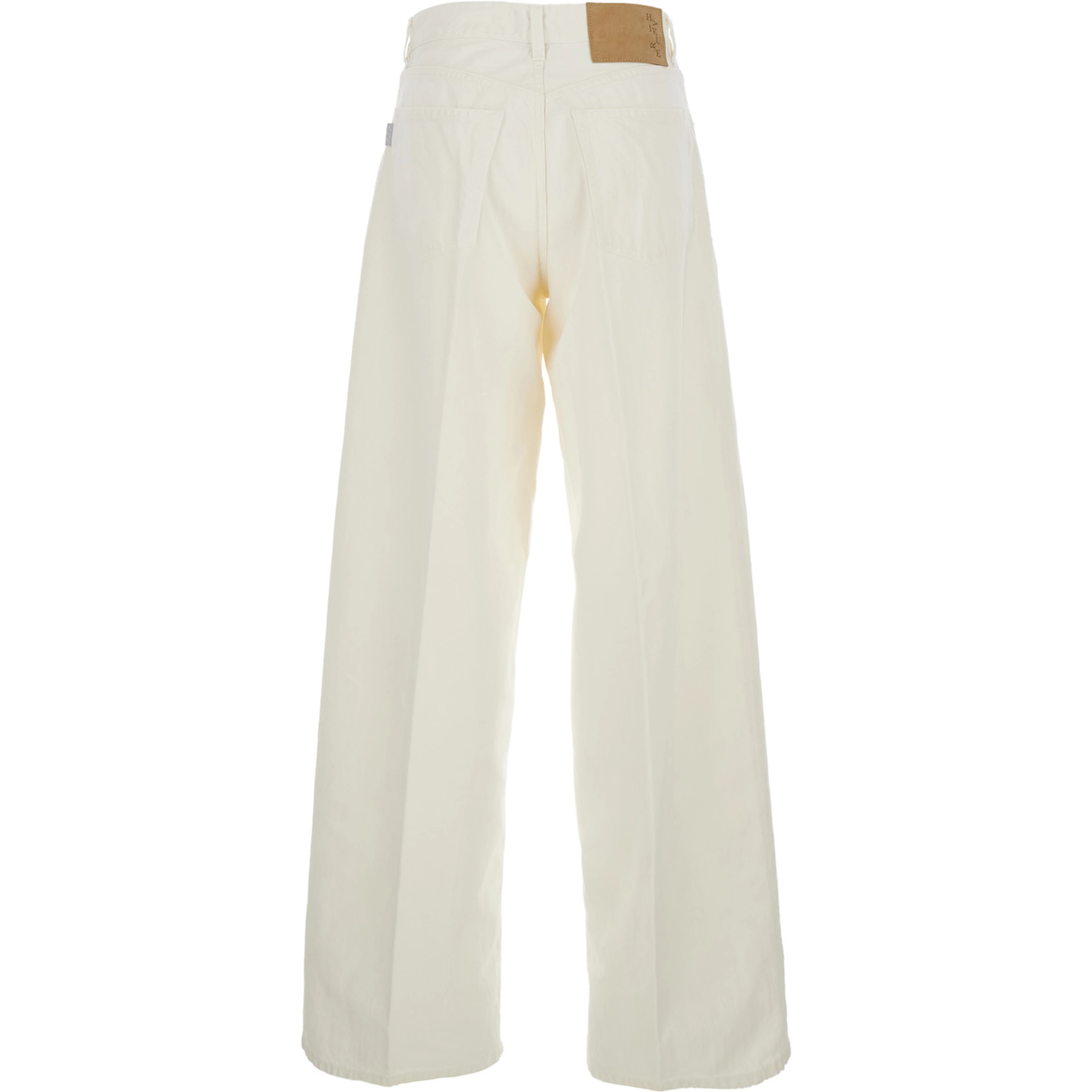White Jeans with Belt Loops and Logo Patch on the Back in Denim Woman