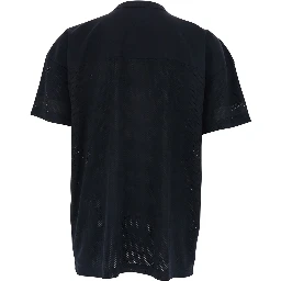 Black T-Shirt with V-Neck and Maxi Logo Print on the Front in Cotton Man