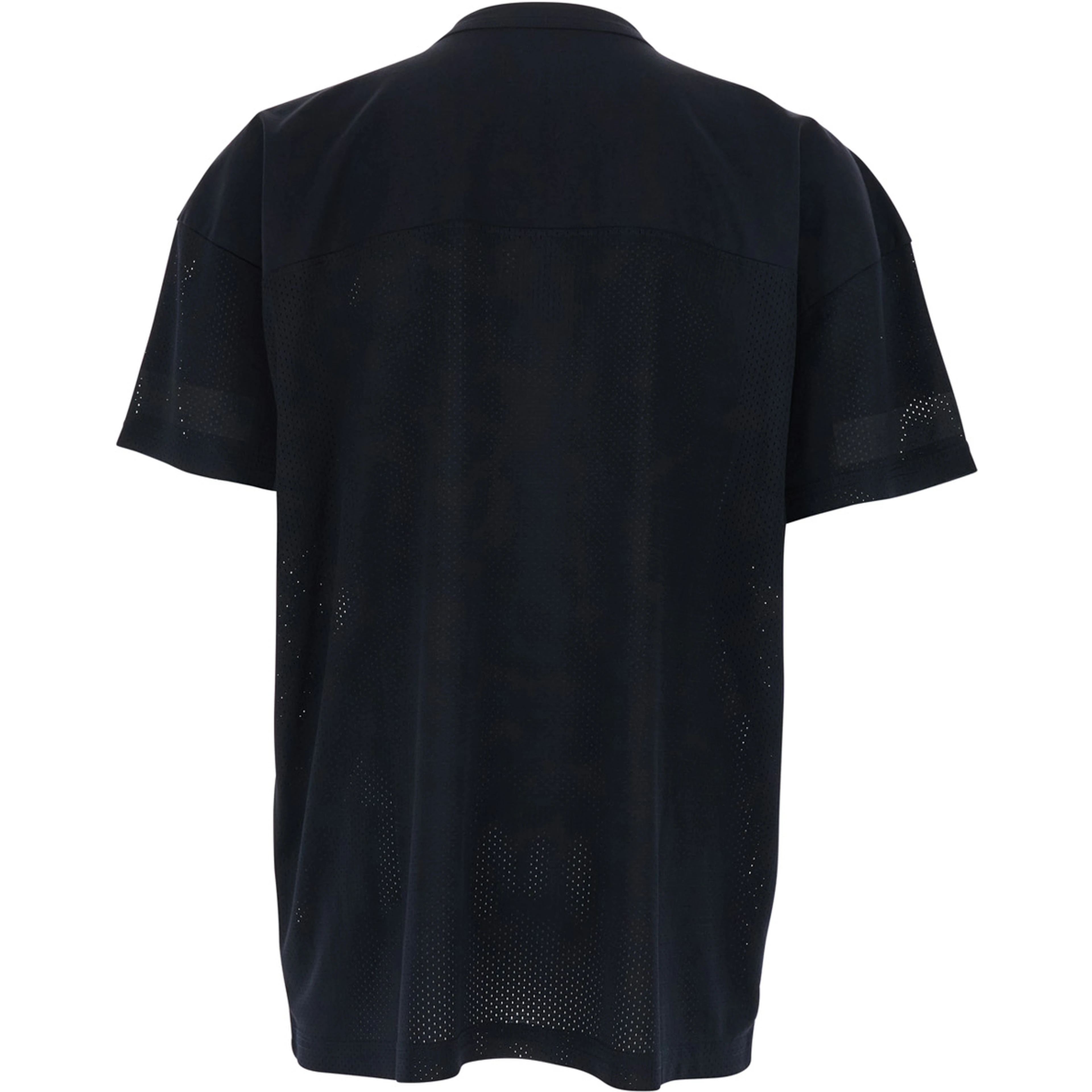 Black T-Shirt with V-Neck and Maxi Logo Print on the Front in Cotton Man