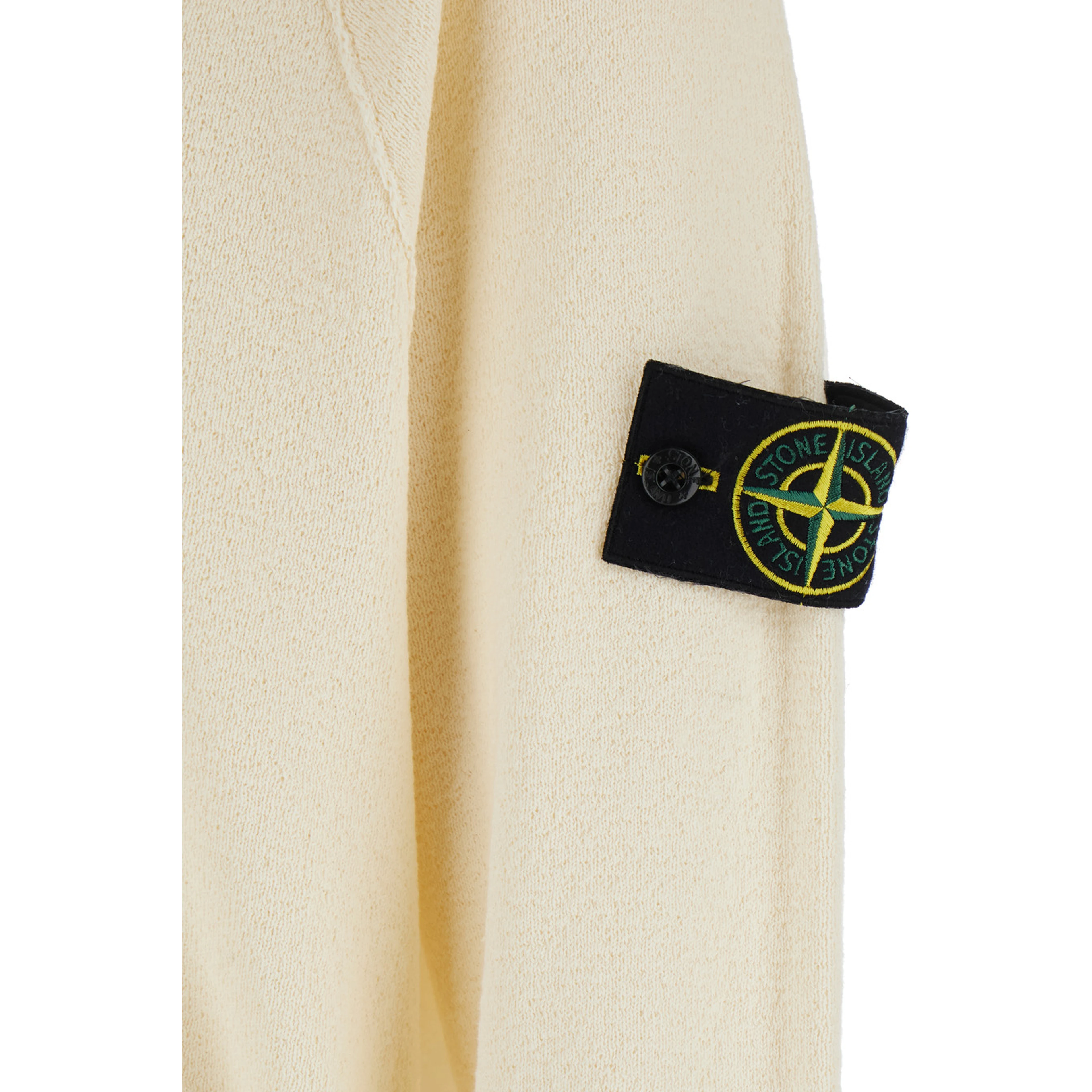 White Crew Neck Sweater with logo patch on the sleeve in cotton for men