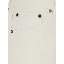 White Jeans with Belt Loops and Logo Patch on the Back in Denim Woman