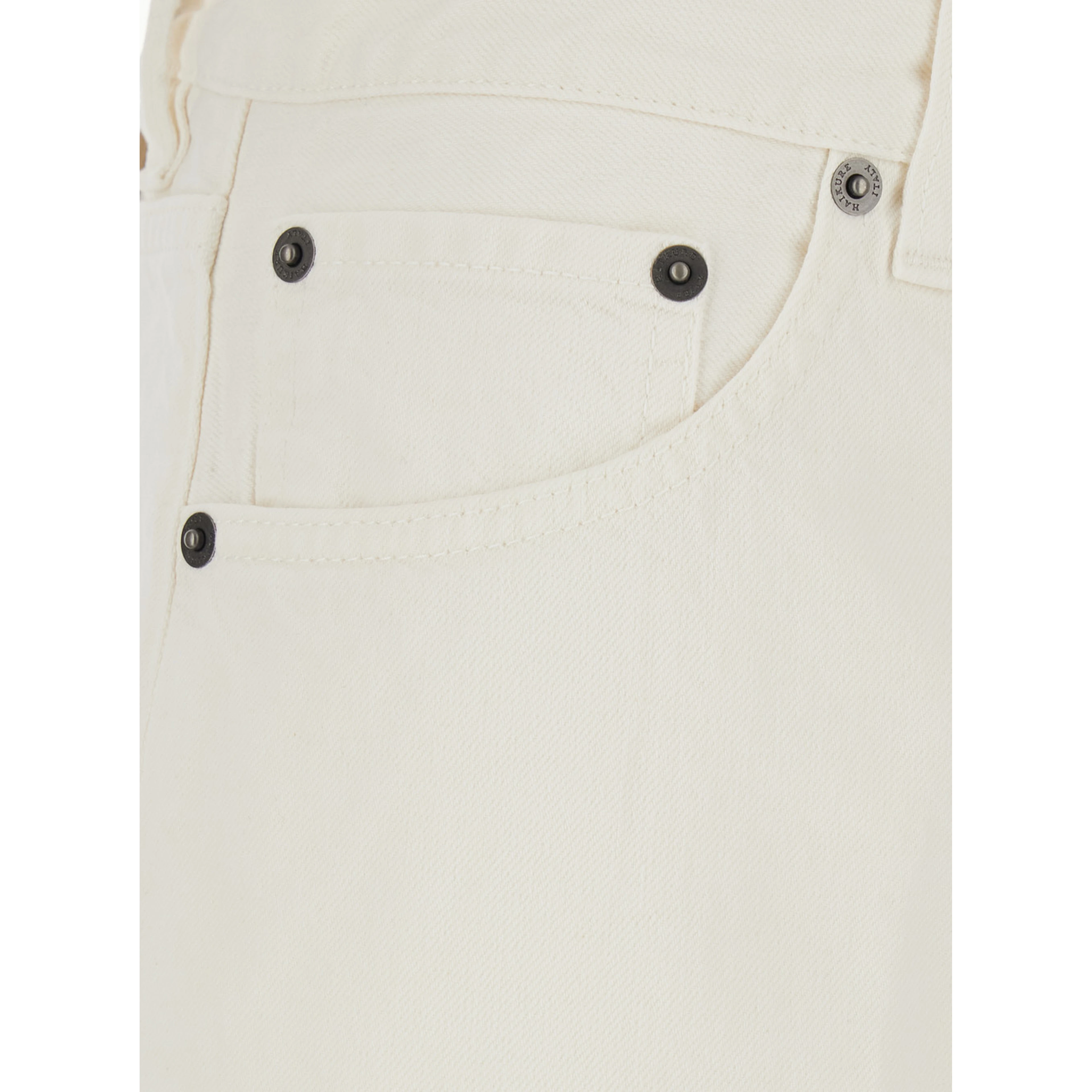 White Jeans with Belt Loops and Logo Patch on the Back in Denim Woman