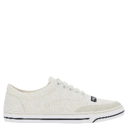 Beige Low Top Sneakers with Logo Patch on the Front in Canvas for Men