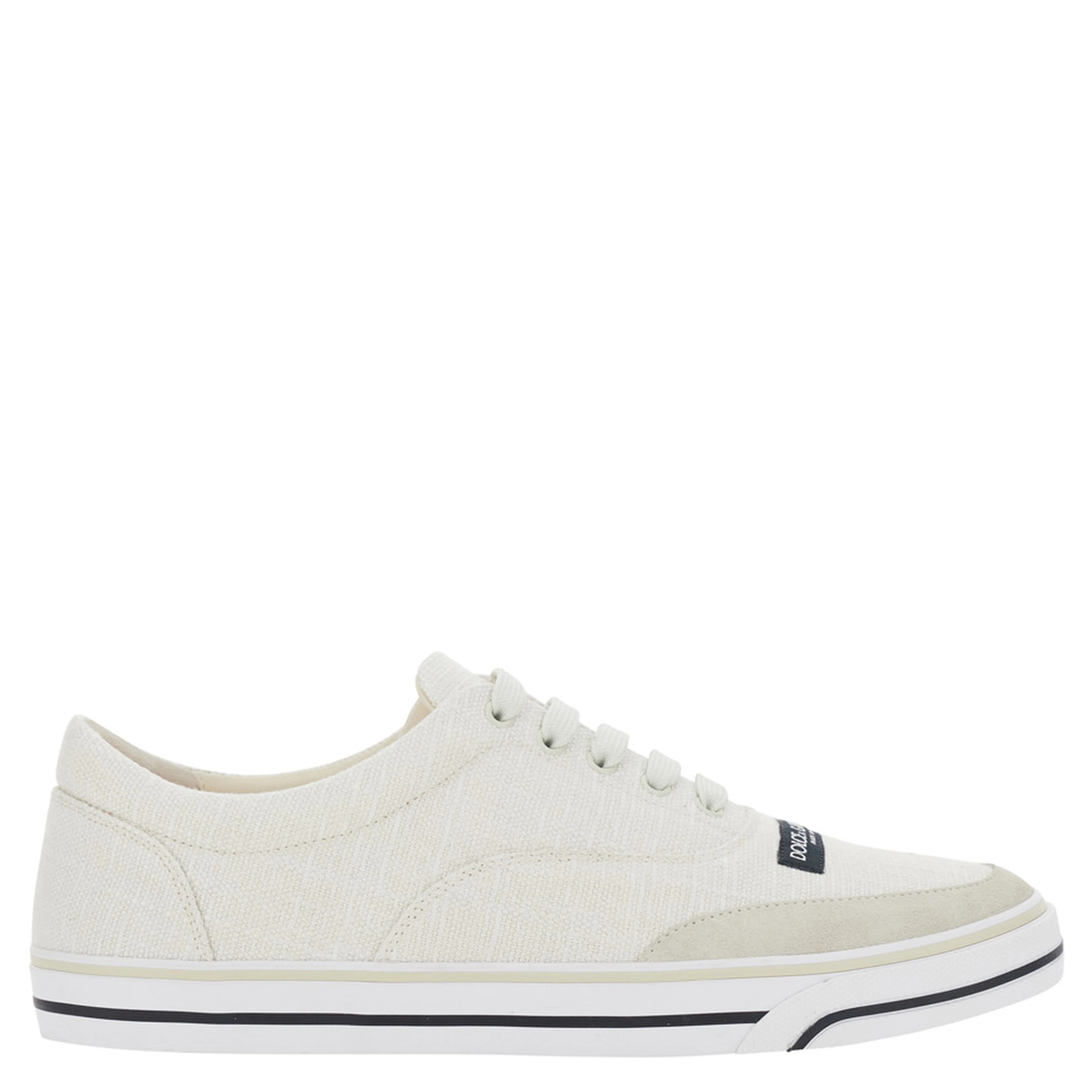Beige Low Top Sneakers with Logo Patch on the Front in Canvas for Men