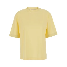 LE TSHIRT VENTADOU yellow T-shirt crew neck with gros grain logo on the back in tech fabric for women