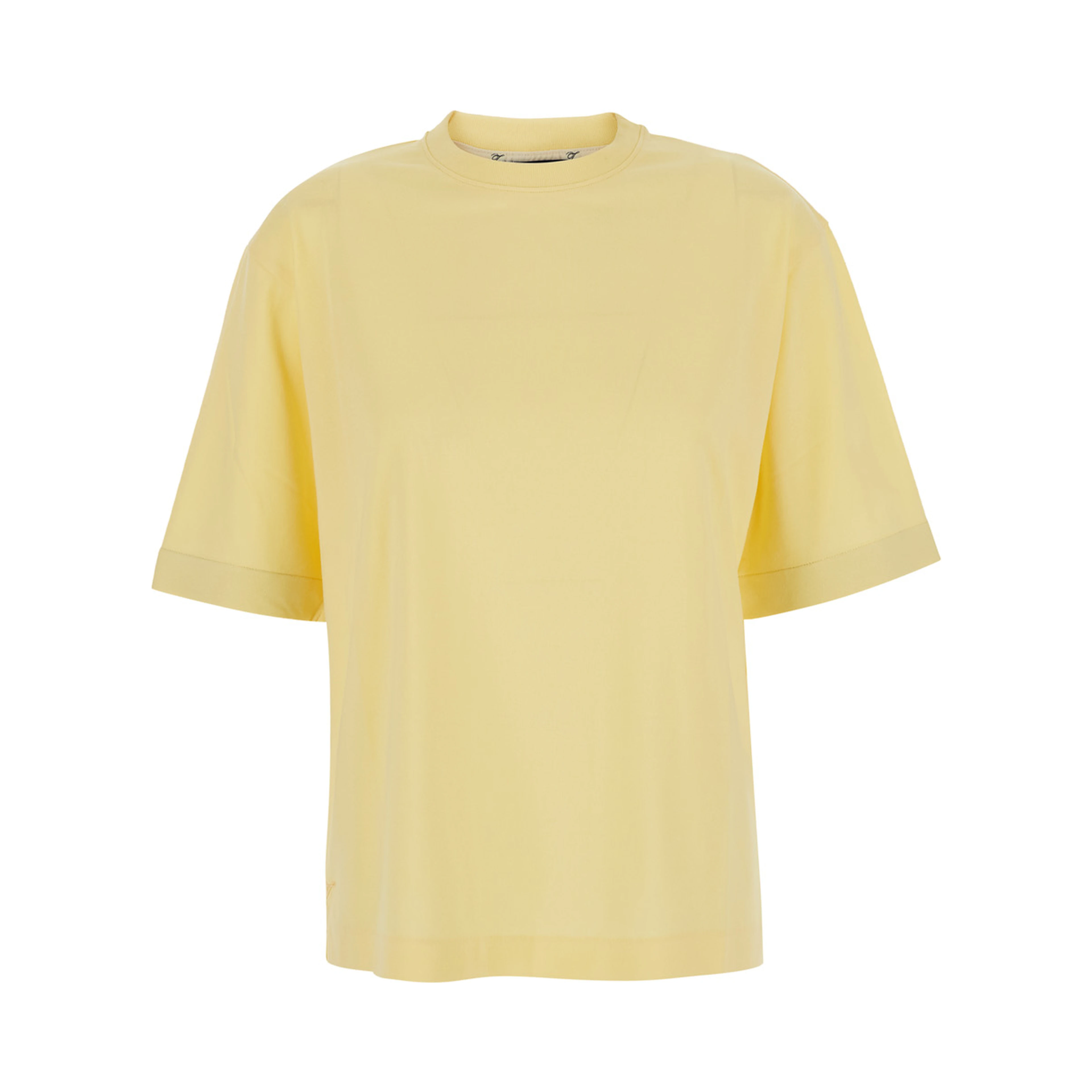 LE TSHIRT VENTADOU yellow T-shirt crew neck with gros grain logo on the back in tech fabric for women