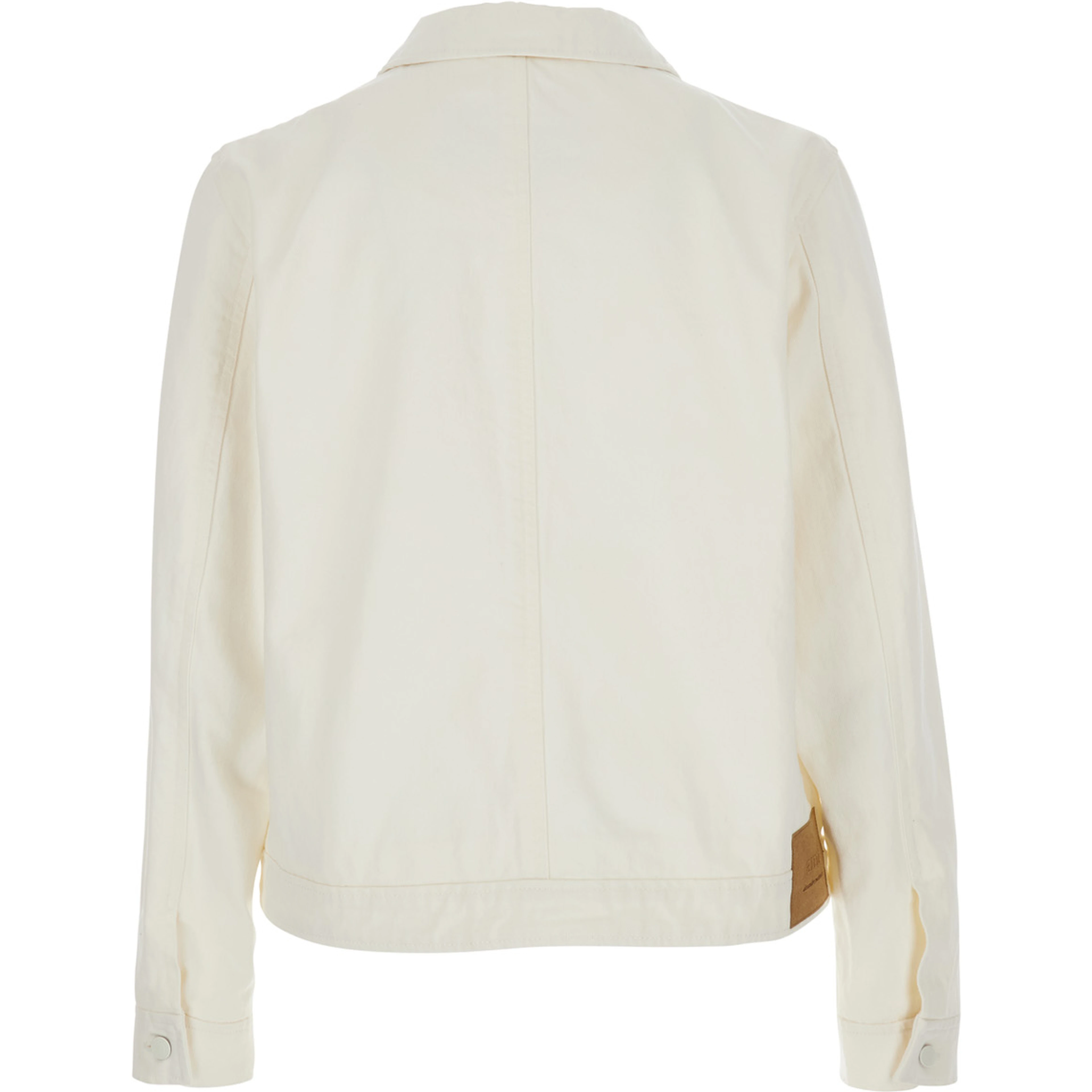 White Jacket with Classic Collar and Tone-on-Tone ADC Embroidery on the Front in Fabric for Men