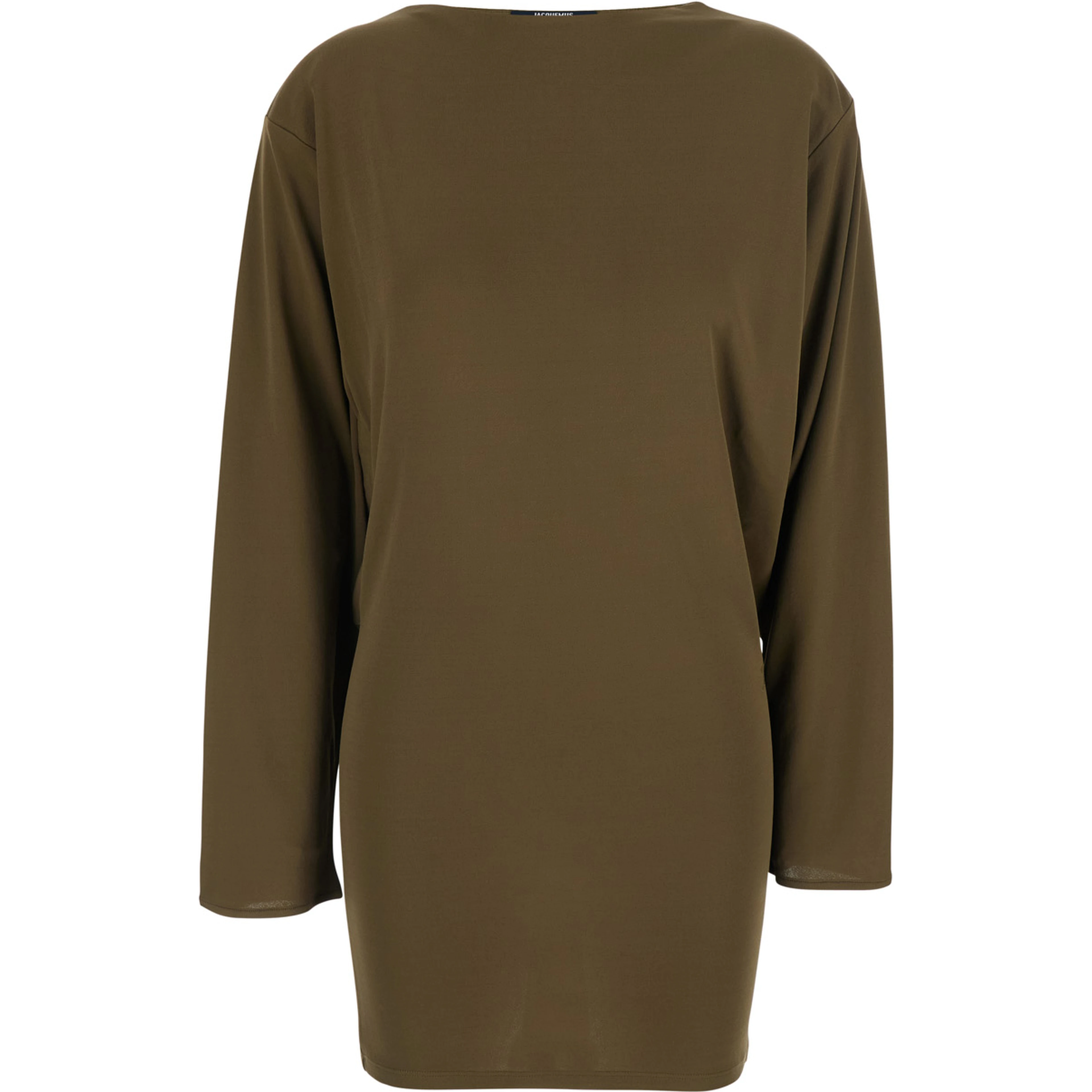 La Robe Mistral Green Dress with boat neckline and cut-out with draping on the back in viscose for women