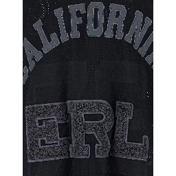 Black T-Shirt with V-Neck and Maxi Logo Print on the Front in Cotton Man