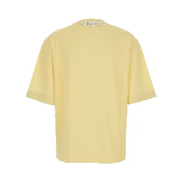 LE TSHIRT VENTADOU yellow T-shirt crew neck with gros grain logo on the back in tech fabric for women