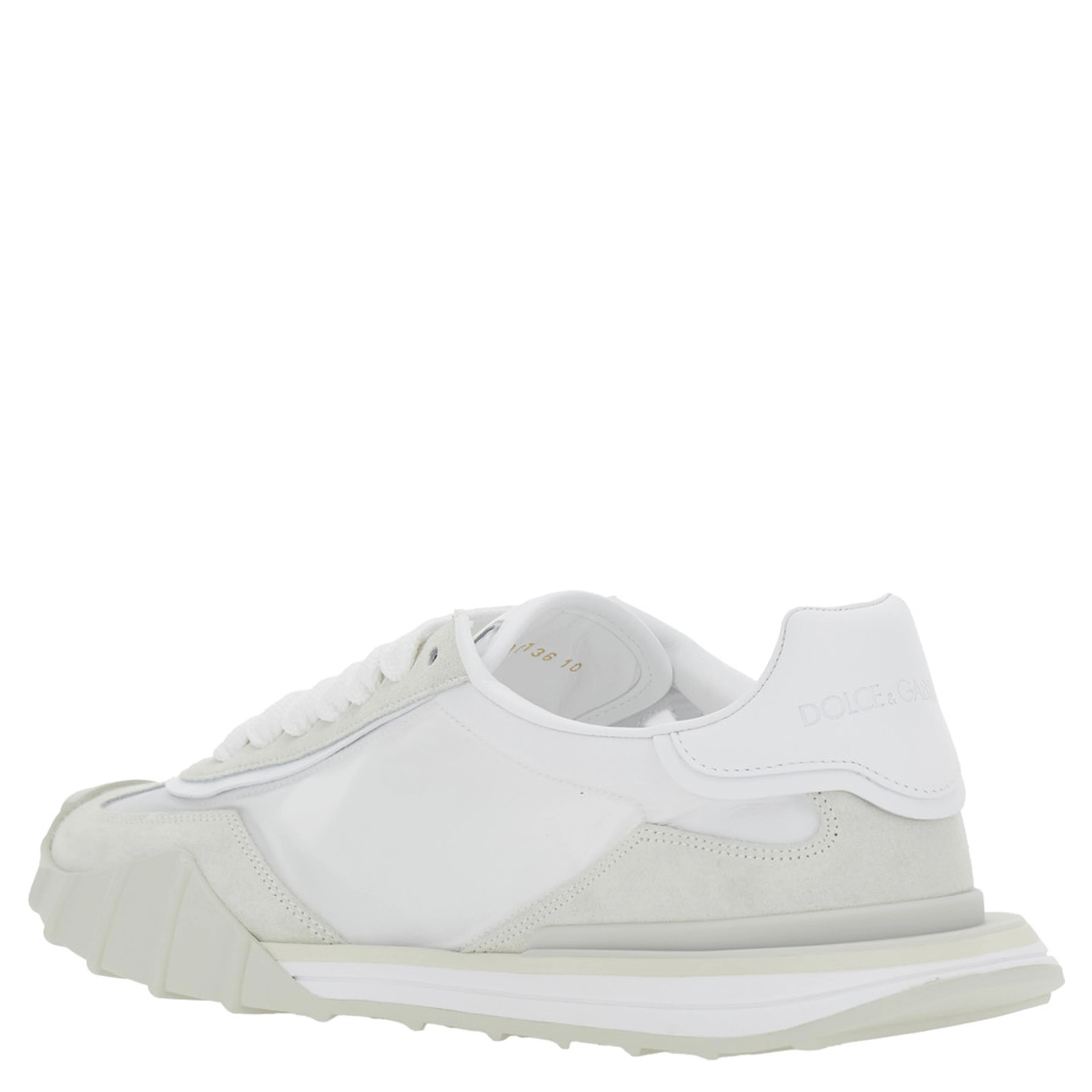 DG Athletic White Low Top Sneakers with Maxi Logo on the Side and Logo Patch on the Tongue in Suede and Mesh for Men