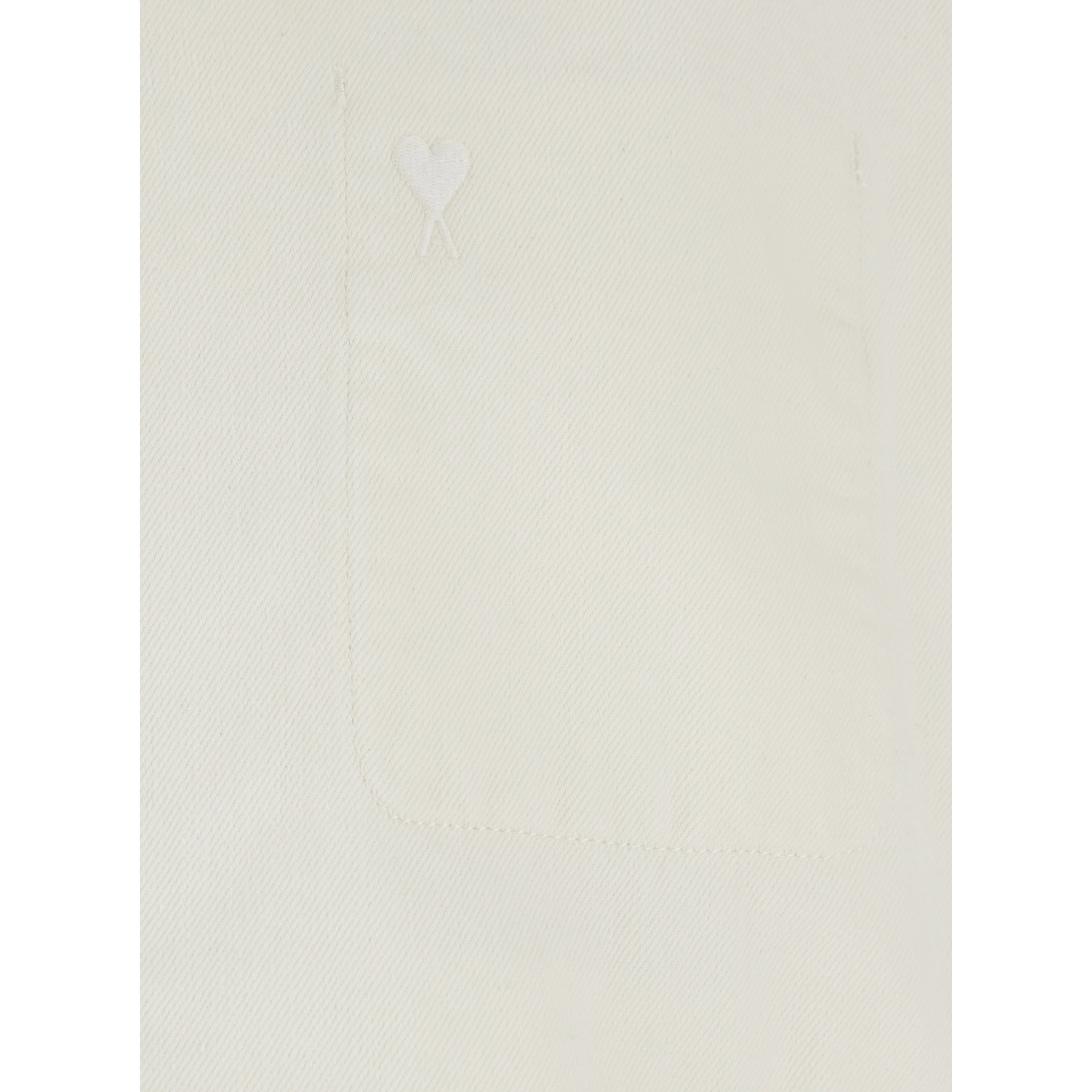 White Jacket with Classic Collar and Tone-on-Tone ADC Embroidery on the Front in Fabric for Men