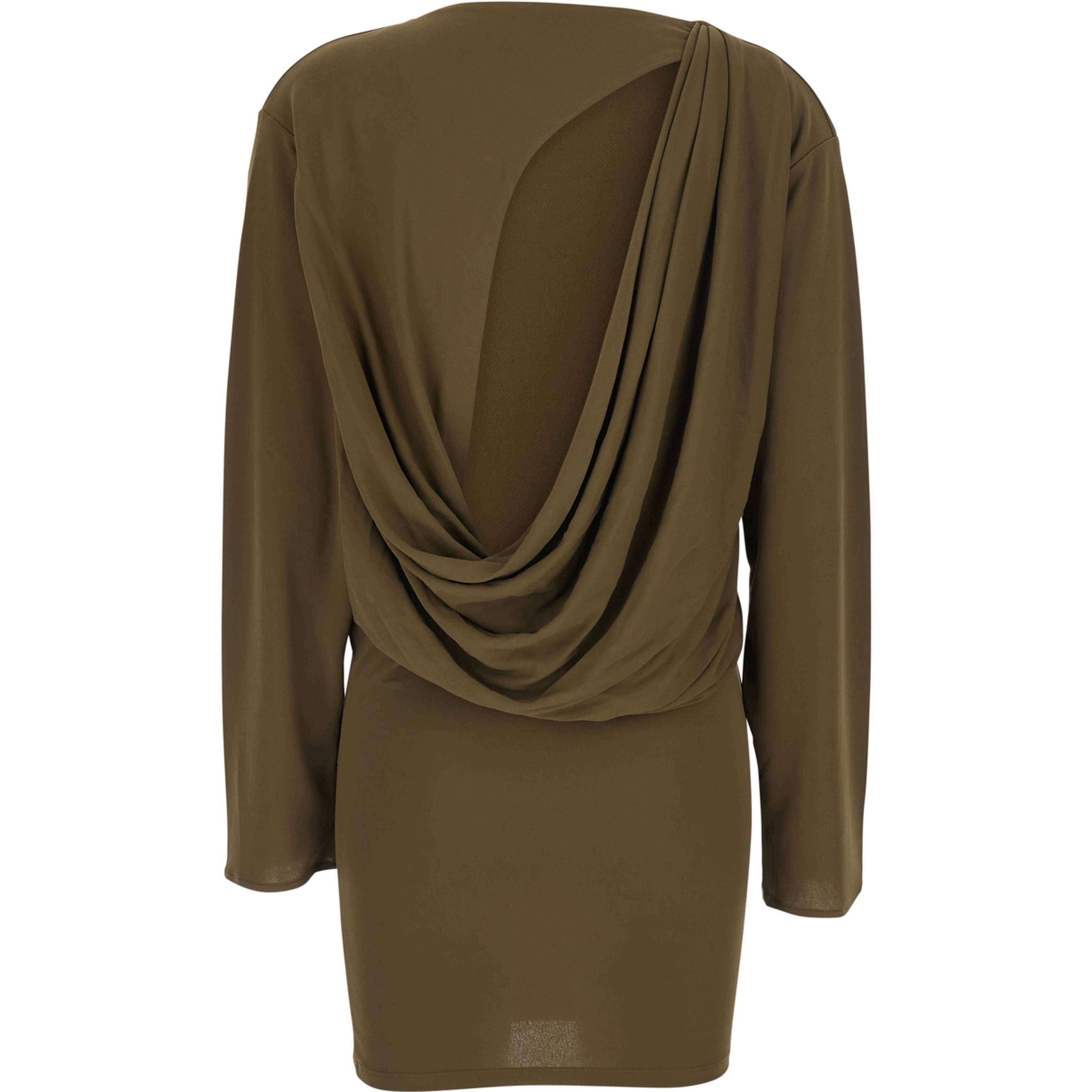 La Robe Mistral Green Dress with boat neckline and cut-out with draping on the back in viscose for women