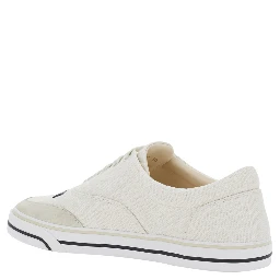 Beige Low Top Sneakers with Logo Patch on the Front in Canvas for Men