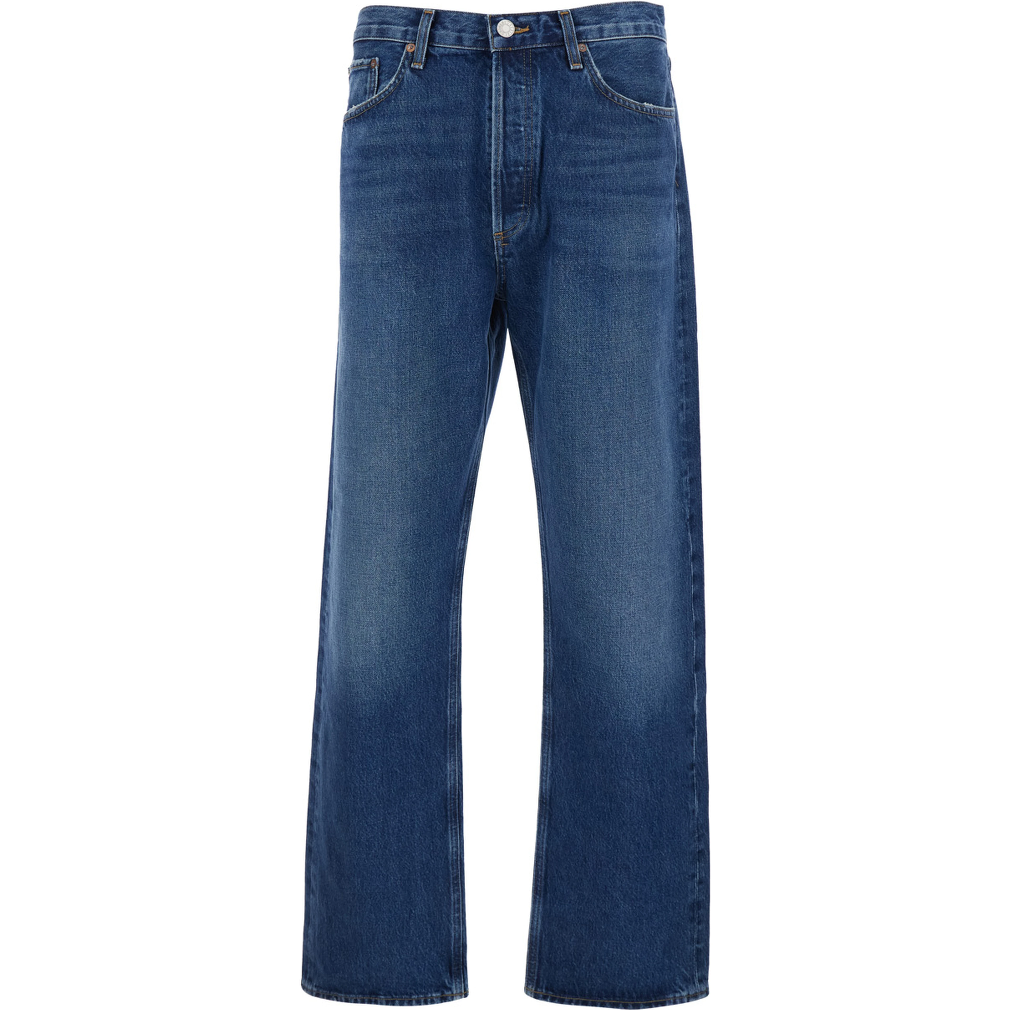 Blue 90s Jeans with Five-Pocket Design in Denim for Men